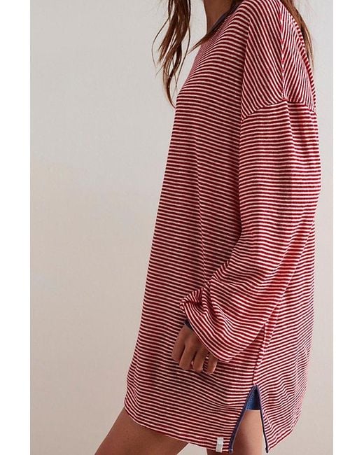Free People Red Veronica Stripe Tee