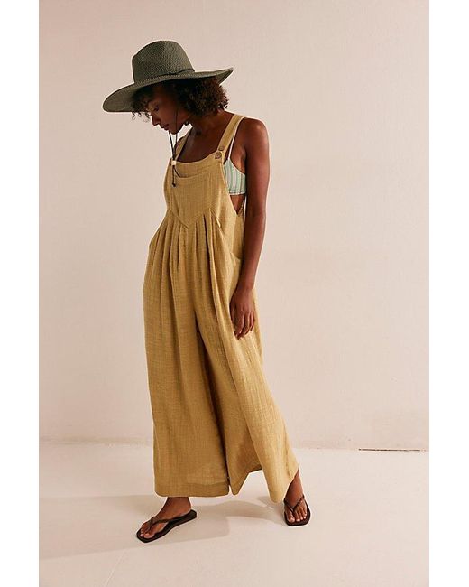 Free People Brown Sun-Drenched Overalls