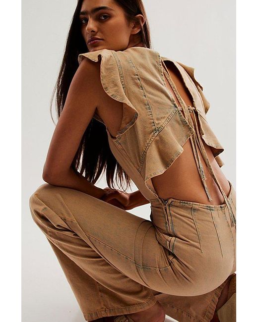 Free People Brown Love Bite Jumpsuit At Free People In About Last Night, Size: Xs
