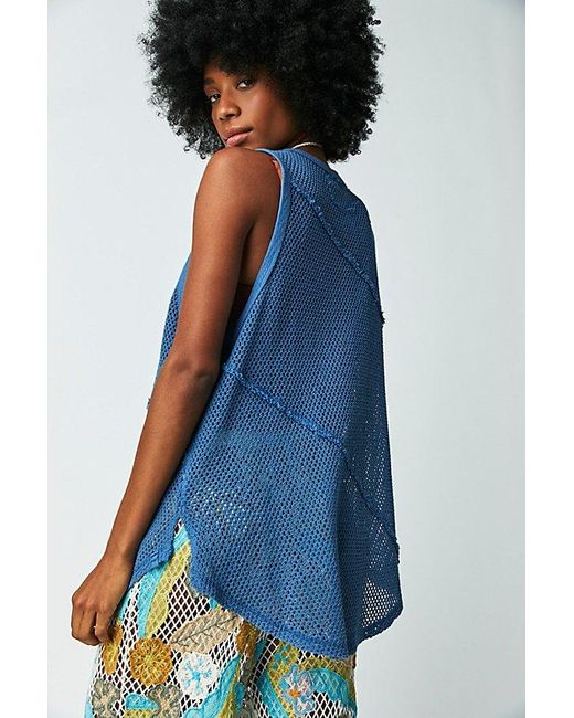 Free People Blue Shore Side Muscle Tank Top At In Coastal, Size: Xs