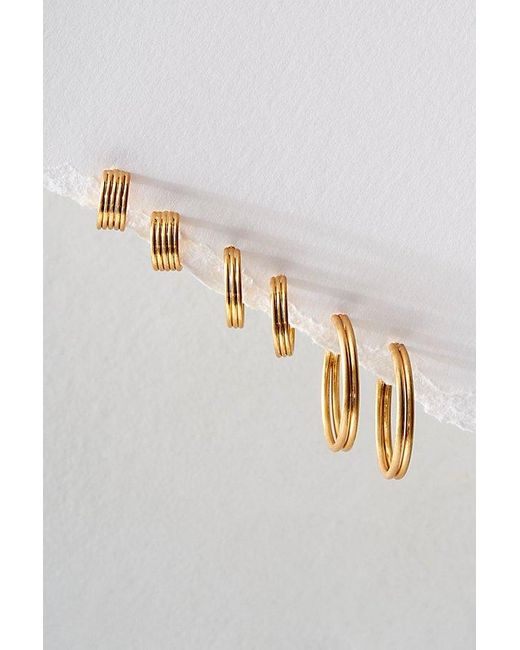 Free People Multicolor Gold Plated Hoop Earring Set At In Gold Mix