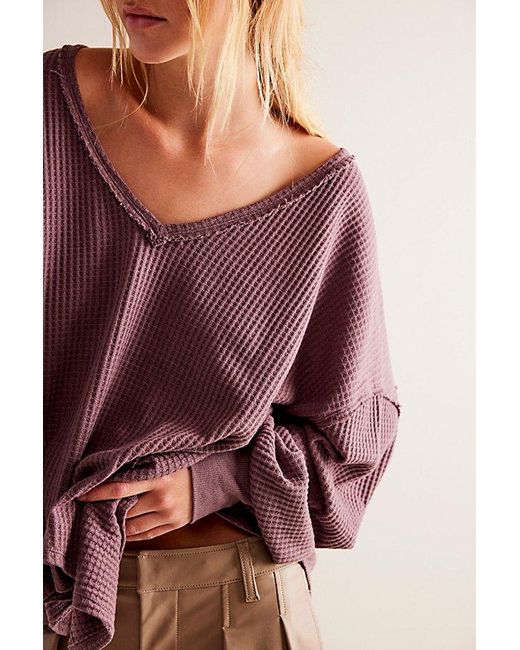 Free People Purple Coraline Thermal At Free People In Brown, Size: Xs