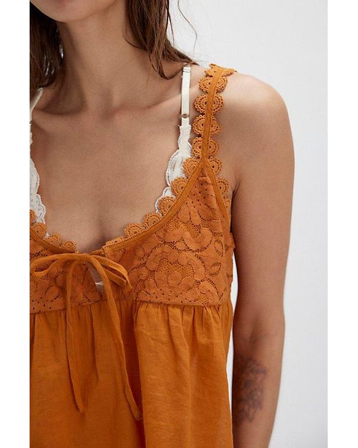 Free People Brown Stevie Lace Tank Top