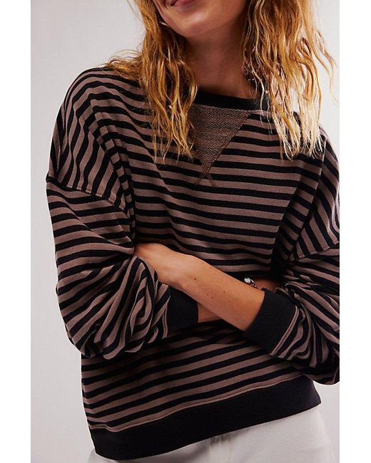 (取寄) フリーピープル レディース クラシック ストライプド クルー Free People women Classic Striped Crew Black Combo Free People Women's Classic Striped Crew, Sand Dollar Combo