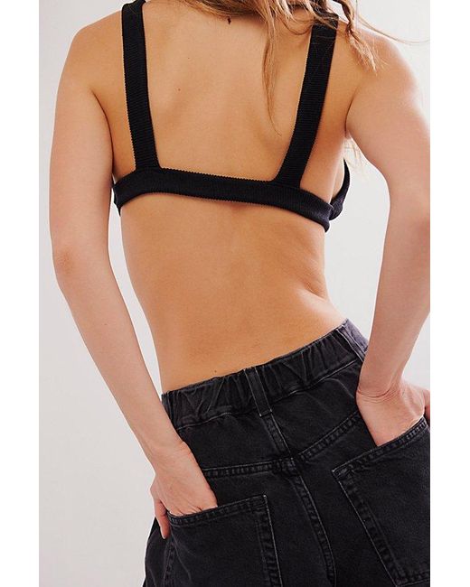 Free People Black All Day Rib Triangle Bralette