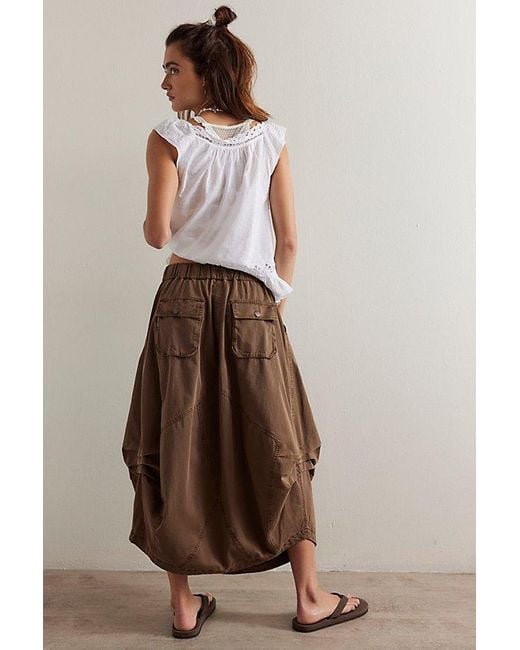Free People Willow Poplin Maxi Skirt in Brown | Lyst