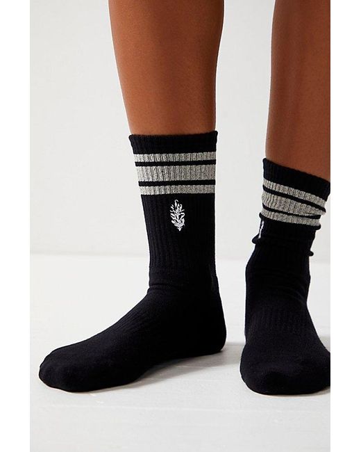 Fp Movement Black Flash Stripe Logo Tube Socks