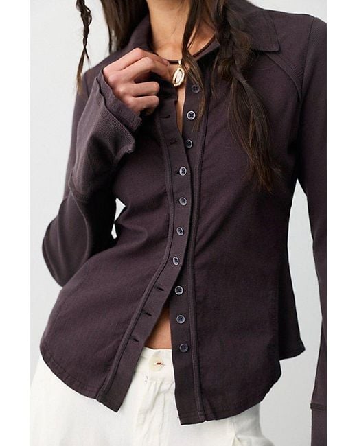 Free People Brown Happy Valley Button Down Shirt