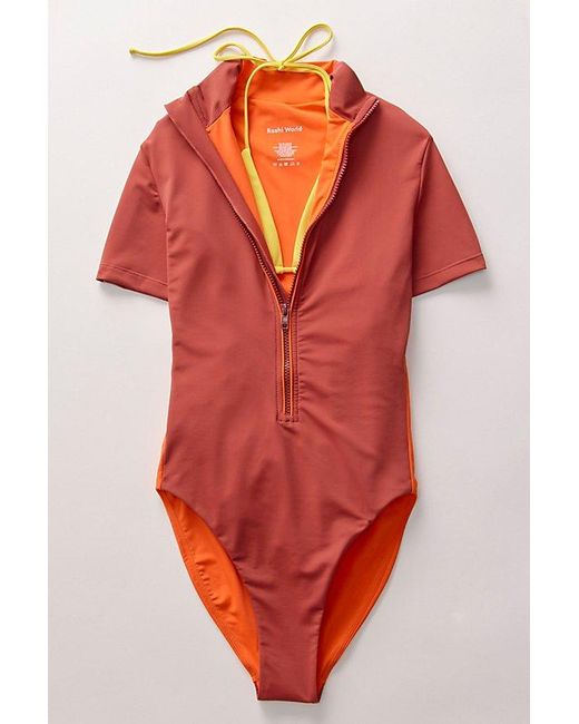 Rashi World Blue Short Sleeve Surf Bodysuit