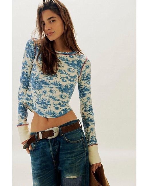Free People Blue Toileidays Long Sleeve Thermal