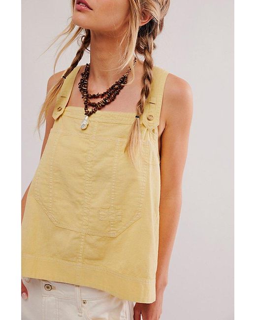 Free People Natural Overall Smock Linen Top