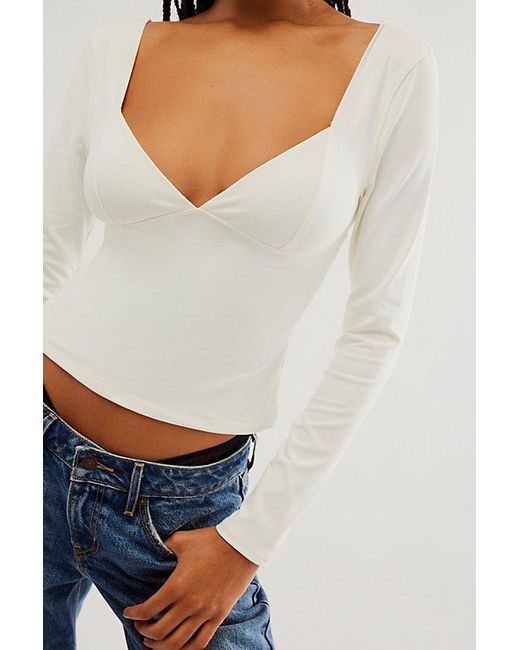 Free People White Duo Corset Long-sleeve Cami