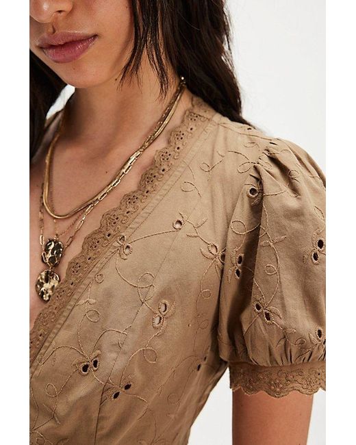 Free People Brown Belle Eyelet Blouse