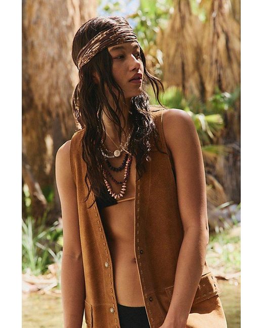 Free People Natural Pleated Printed Skinny Bandana