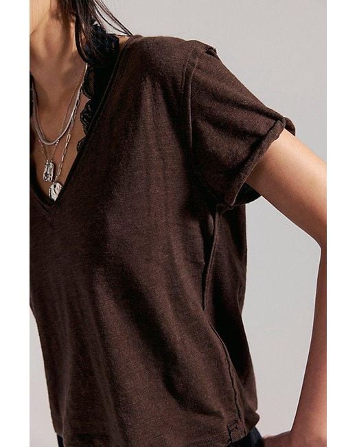 Free People Brown Take 2 Tee