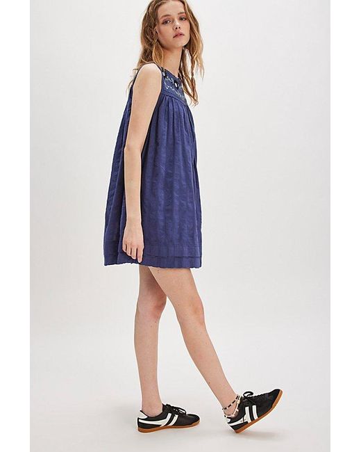 Free People Blue Darlin' Daisy Embroidered Mini Dress