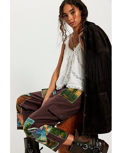 Denim and Bone Black Wildlife Patched Pants