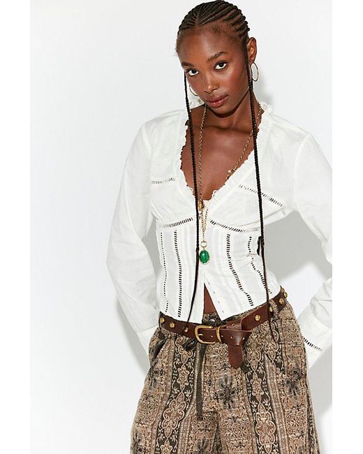 Free People Natural Frankie Corset Long Sleeve Top