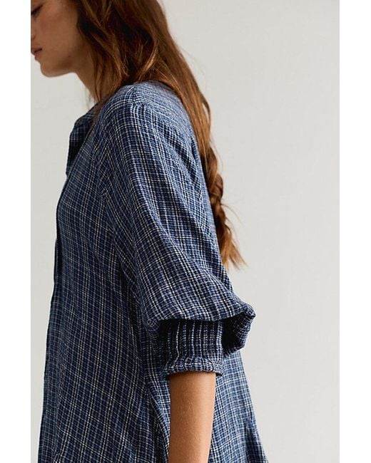 Free People Blue Backroads Plaid Mini Dress