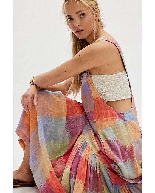 Free People Red Moonbeam Madras Skirtall