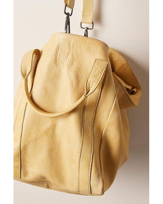 Free People Yellow Leslie Leather Tote