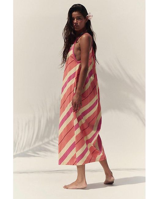 free-est Pink Sunspell Striped Midi Dress By