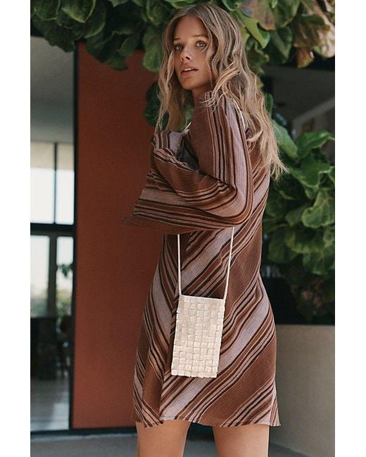free-est Brown Sunstare Stripe Mini Dress By