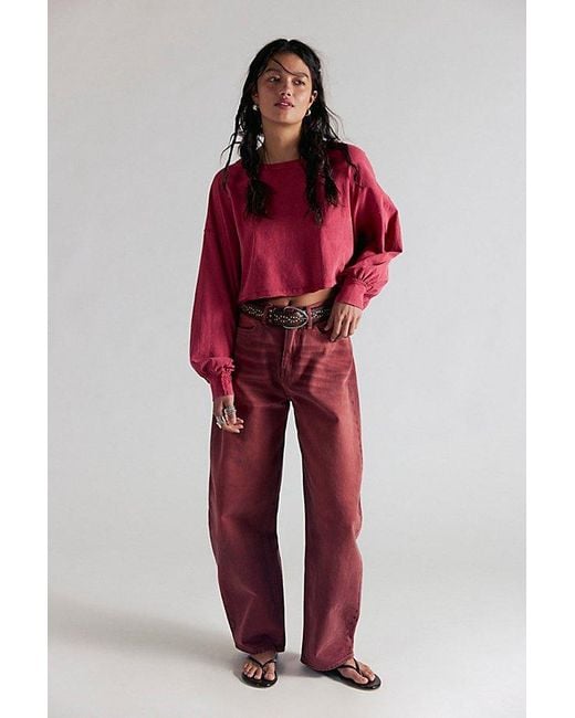 Free People Red Sandy Long Sleeve Top