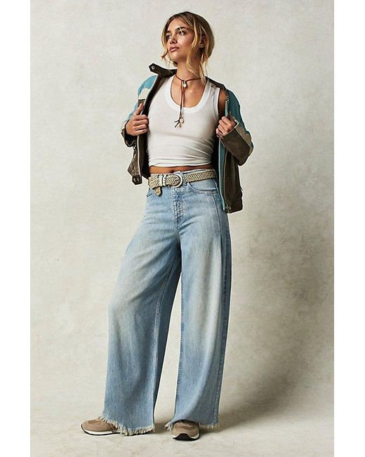 Free People Blue We The Free Old West Slouchy Jeans