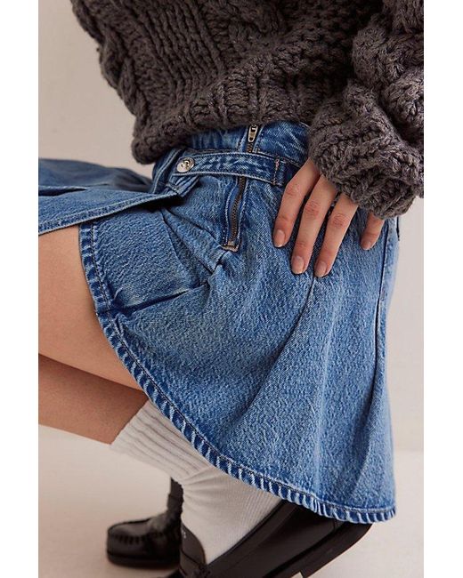 Free People Blue We The Free Stephie Denim Skort
