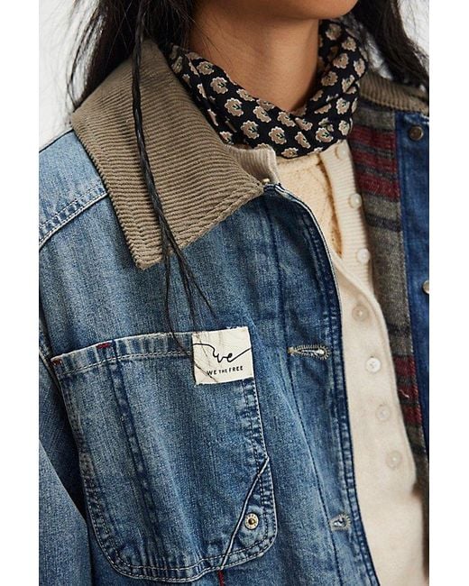 Free People Blue Sweet Talk Denim Barn Coat Jacket