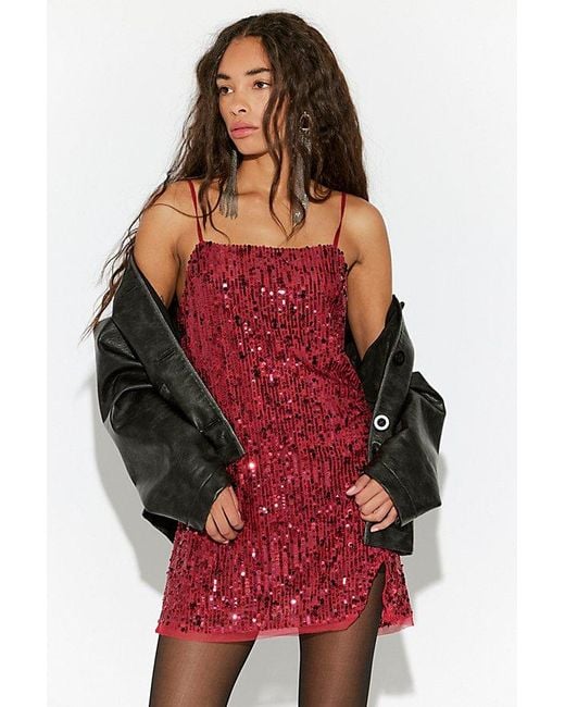 Free People Red Midnight Kiss Mini Slip