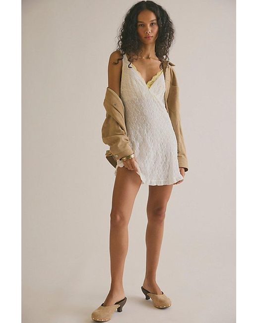 Intimately By Free People Brown Lace Mini Slip Dress