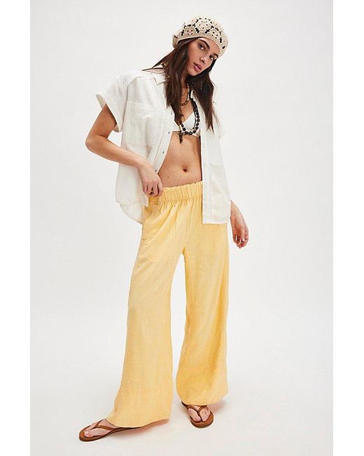 Free People Metallic Day's End Linen Pull-On Trousers