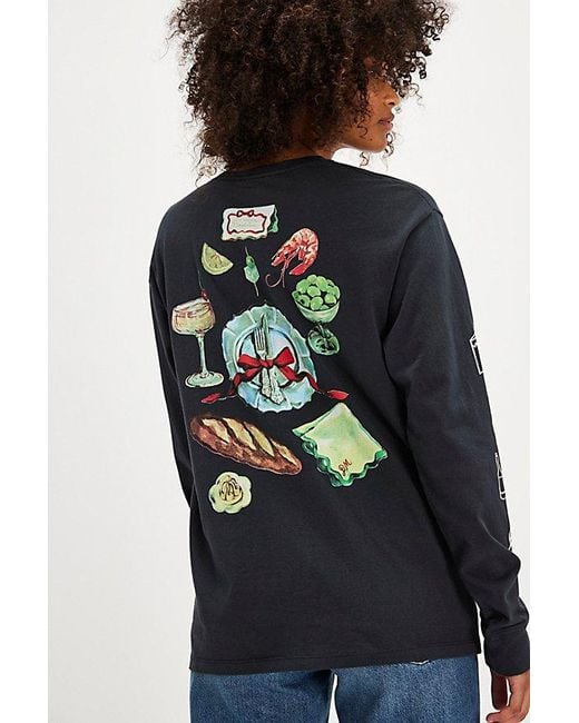Damson Madder Black Dm Dinner Party Long-Sleeve Tee