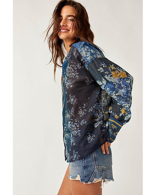 Free People Blue We The Free Flower Patch Top