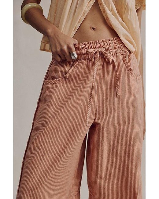 Free People Brown Something Good Pull-On Barrel Pants