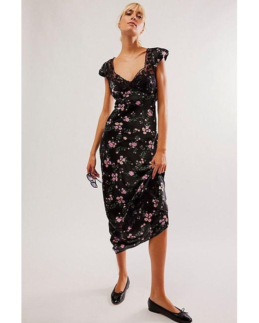 Free People Black Butterfly Babe Maxi Dress At In Night Sky Combo, Size: Xs