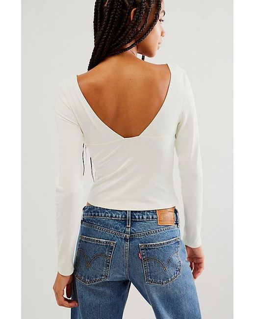 Free People White Duo Corset Long-sleeve Cami