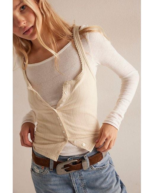 Free People Brown End Game Pointelle Tank