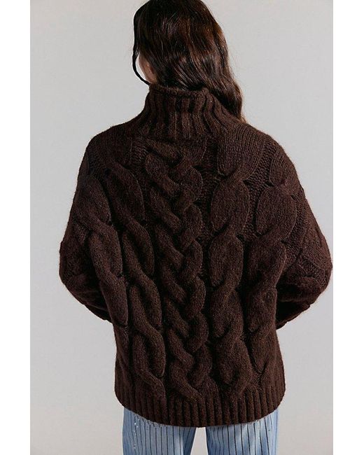 Free People Brown Clementine Softspun Cable Knit Pullover