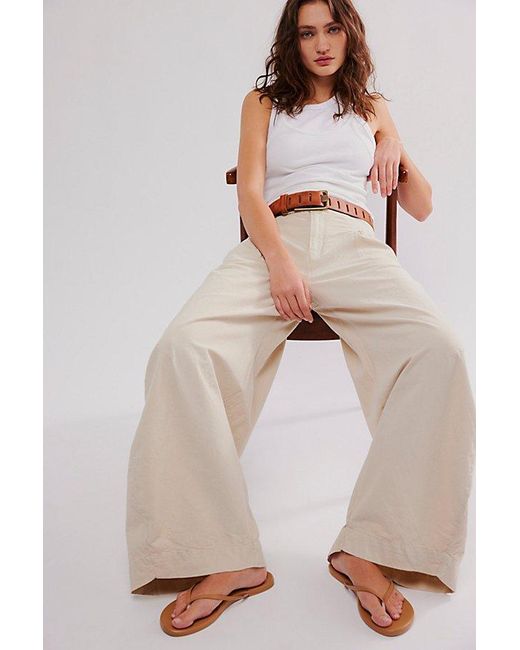 Free People Natural Tegan Washed Barrel Trousers