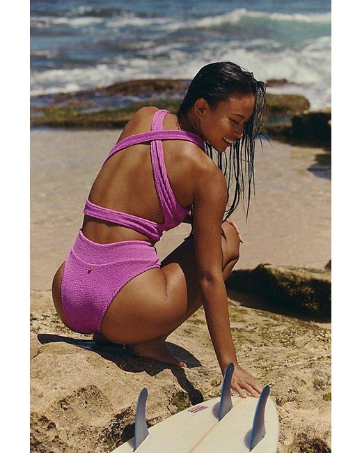 Rhythm Multicolor Wave Break Cross Back Surf Top