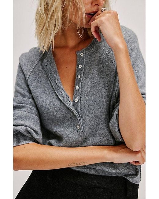 Free People Porta Cashmere Henley in Gray Lyst