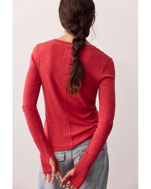 Free People Gray Tinsley Long Sleeve Top