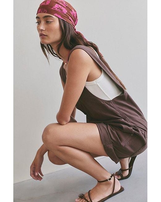 Free People Brown Jude Shortalls