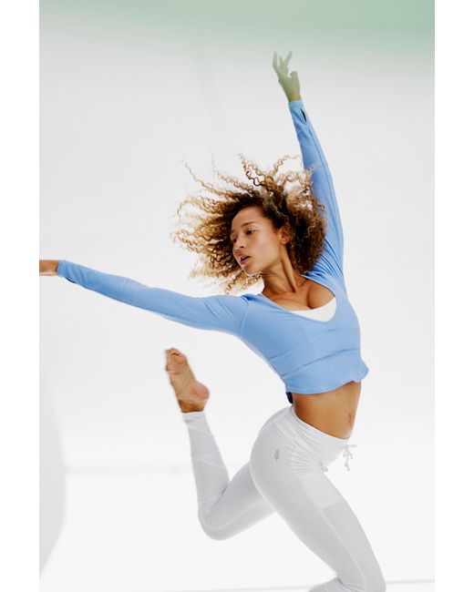 Free People Blue Bow Down Long-sleeve Active Top By Fp Movement