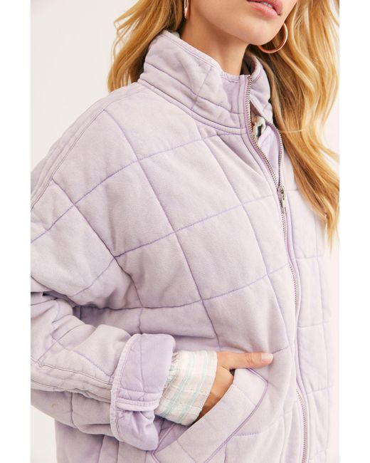 Free People Purple Dolman Quilted Knit Jacket