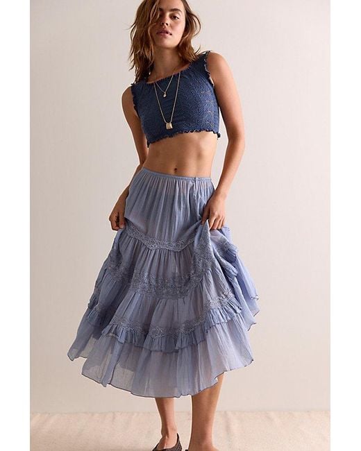 Intimately By Free People Blue So Soft Frill Seamless Micro Crop Top By