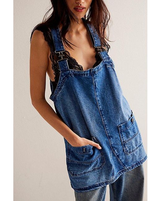 Free People Blue We The Free Overall Smock Mini Top